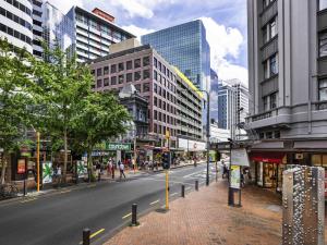 a street in a city with tall buildings at Novotel Wellington in Wellington
