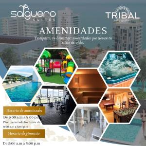 a collage of images of a swimming pool and a flyer at Salguero Suite in Gaira +2 photos