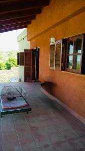 a building with a dog laying on a bed on a patio at Casa Tanti in Tanti +3 photos