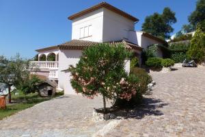 un pequeño árbol frente a una casa en Appartement du Lac, en Les Esterets du Lac