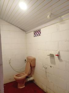 a bathroom with a toilet in a room at Prakruti Gokarna in Jāmb