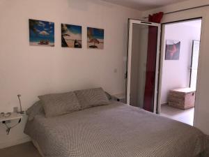 Ένα ή περισσότερα κρεβάτια σε δωμάτιο στο à deux pas du lagon bel appartement quartier très vivant à l'hermitage +8 φωτογραφίες