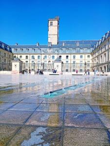 a large building with a fountain in front of it at Lemullier de Bressey - Hôtel particulier au coeur de Dijon in Dijon