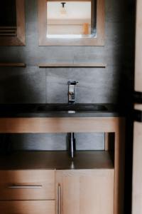 a bathroom with a sink and a mirror at Germain Ski Lodge in La Toussuire