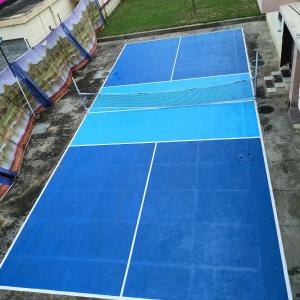 an overhead view of a blue tennis court at Ashish Marriage Place in Jaipur