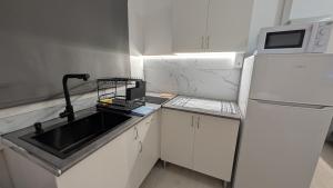 Las PuntasにあるMiniLoft La Ballena AC, Vistas y Parkingのシンクと冷蔵庫のある小さなキッチン +7枚の写真