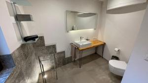 a bathroom with a sink and a toilet at Ferienhaus Loreleyresidenz Kestert in Kestert +5 photos