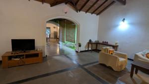 ハバラナにあるFicus Bungalowのテレビとソファのあるリビングルーム
