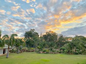 a park with palm trees and a cloudy sky at Piers Villa E in Harare