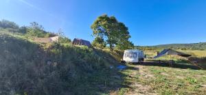 an old trailer sitting on the side of a hill at Jur Georgious in Svätý Jur