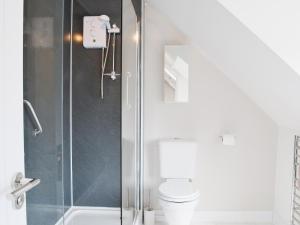 un bagno con wc e doccia in vetro di Dormouse Cottage a Sea Palling Altre 3 foto