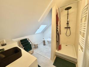 een badkamer met wastafel en toilet in een kamer bij Appart Saint Jo in Colmar