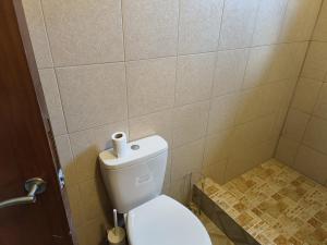 baño con aseo y papel higiénico en Sea View Guest Apt, en Kingstown