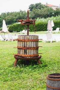 a water fountain sitting in the grass in a yard at Tenuta MalescioQuintieri in San Pantaleo