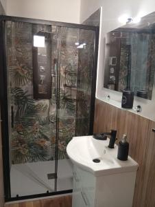 a bathroom with a shower and a sink at Casa vacanze dell' Abbaddu 3 in Sassari