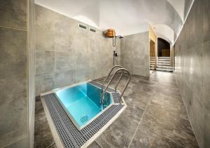 トレボンにあるHotel Zlatá hvězdaのバスルーム(ホットタブ付)