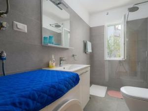 un bagno con una coperta blu sul lavandino di Apartment with 4 bedrooms a Poreč (Parenzo)