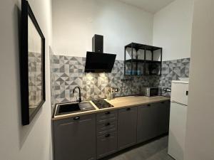 una cucina con un lavello e un piano di lavoro di Apartment Urban Grey a Poreč (Parenzo)