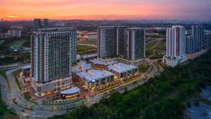an aerial view of a city with tall buildings at Group-Friendly Stay in Putrajaya & IOI City Mall in Putrajaya