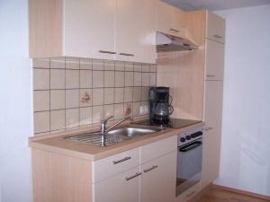 a small kitchen with a sink and a stove at Holiday apartment with 2 bedrooms in Eggenthal