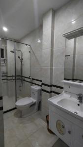 une salle de bain avec toilettes, douche et lavabo dans l'établissement HomeStay Khánh Linh B1 Hồ Quý Ly, à Vung Tau 3 autres photos