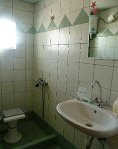 a bathroom with a sink and a toilet at Arian Hotel in Parikia