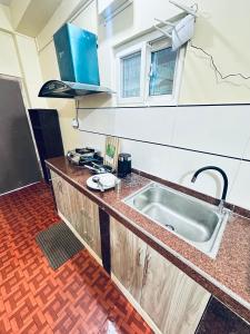 una cucina con un lavello e un piano di lavoro di Priya Apartment a Pokhara