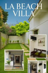 a collage of photos of a house at LeBeach Villa, Luxurious Stay Opposite Auroville Beach, ECR Road in Kuilapayam