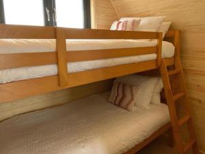 a bunk bed in a room with a bunk bed in a cabin at Foty - Uk2781 in Llanelidan