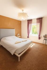 a bedroom with a large bed and a window at Villa Évasion Prestige in Brumath