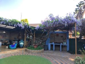 a garden with a pergola with purple wisteria at Leopard Lily in Potchefstroom