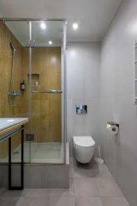 a bathroom with a shower and a toilet and a sink at Apartment KeyGo #0066 comfort and coziness in the city in Yerevan