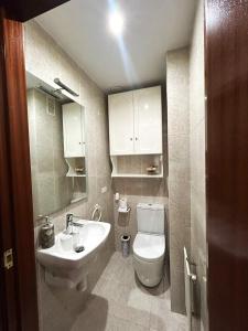 a bathroom with a white toilet and a sink at Las Golondrinas in Soria +19 photos