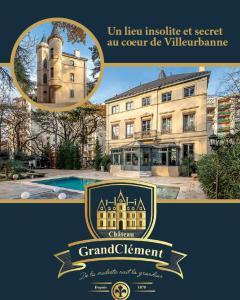 a picture of a building with a sign in front of it at Appartement 100m2 d'élégance au sein d'un Château caché à 10min de Lyon in Villeurbanne