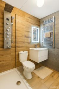 a bathroom with a toilet and a sink at 2 bedroom apartment limerick in Limerick