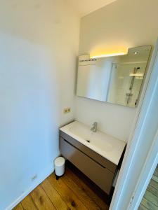 un baño con lavabo y espejo en Antwerp City Nest, en Amberes