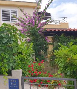 a garden in front of a house with flowers at Apartment Deni in Milna