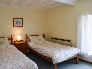 une chambre avec deux lits et une fenêtre dans l'établissement Cych Cottage, à Capel-Ifan 9 autres photos