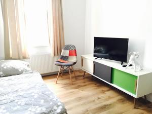 Televízia a/alebo spoločenská miestnosť v ubytovaní Apartamenty przy Gimnazjalnej