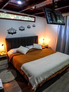 a bedroom with a large bed and a window at Arauca Lodge in Villa Ventana