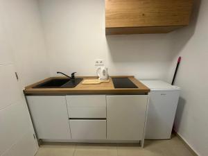 a small kitchen with a sink and a counter at The Sands LUXE Pool Aparthotel, Studio in Novalja