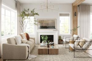 a living room with a couch and a fireplace at The Onyx Pearl Hanoi-Stylish Retreat with Rooftop Pool-Near Street Food in Hanoi