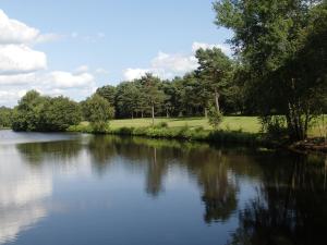 a view of a river with trees and a golf course at Détente au golf des etoiles in Nançay
