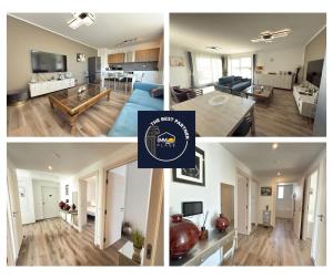 a collage of photos of a living room and a kitchen at Exceptionnel appartement avec vue mer in Vendres-Plage +49 photos