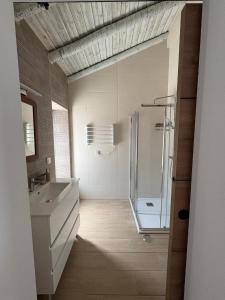 a bathroom with a shower and a sink at Casa da Moura in Santiago do Cacém +15 photos