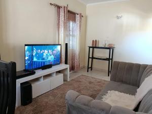 a living room with a tv and a couch at Blissful abode in Kisumu