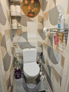 a bathroom with a white toilet in a room at Gerassimovi 16 in Narva