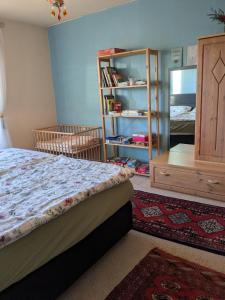 a bedroom with a bed and a book shelf at Villa Viola 