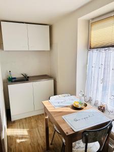 Kuchyň nebo kuchyňský kout v ubytování Gemütliche Wohnung im Gutshaus + 3 fotografie