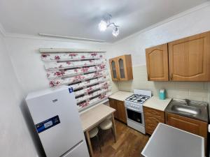 Kuchyň nebo kuchyňský kout v ubytování Владимирская 2а